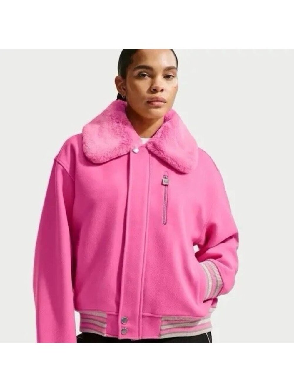 Women's Nike Naomi Osaka Full Zip Varsity Wool Jacket Pink HV2058-675 Size S